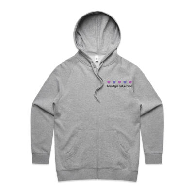 Anxiety Is Not A Crime - Chest Out & Chin Up:  - Women's Official Zip Hood Thumbnail